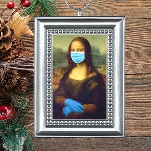 Mona Lisa Pandemic Covid Face‎ Mask Christmas Tree Ornament